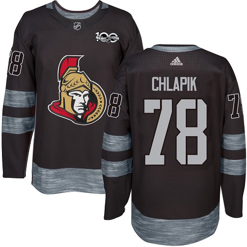 Kinder Ottawa Senators Eishockey Trikot Filip Chlapik #78 Authentic Schwarz 1917-2017 100th Anniversary